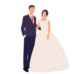 bride and groom in a dress in a flat style, isolated vector