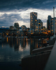 Vancouver city skyline at night