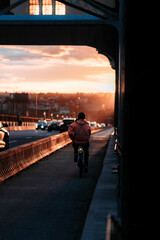 Cyclist on a bridge in Vancouver 