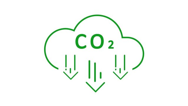 CO2 Reduction and Environment protection Concept Green icon animation. Reduce Air Pollution with less emission of dioxide Reduction