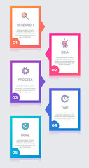 Vertical infographic design with icons and 5 options or steps. Thin line. Infographics business concept. Can be used for info graphics, flow charts, presentations, mobile web sites, printed materials.