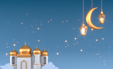 Ramadan Kareem Greeting Background Islamic 3d illustration design