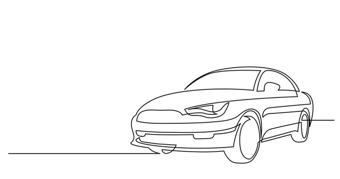 continuous line drawing of modern elegant car - PNG image with transparent background