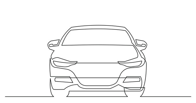 continuous line drawing of modern luxury sedan car - PNG image with transparent background