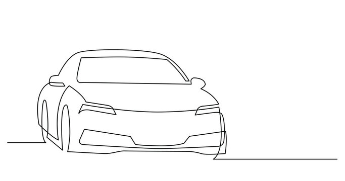 continuous line drawing of modern sedan car - PNG image with transparent background