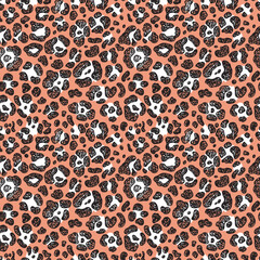 Vector Animal background. Hand Drawn doodle Leopard Skin Seamless pattern. Jaguar print texture. Leopard spots
