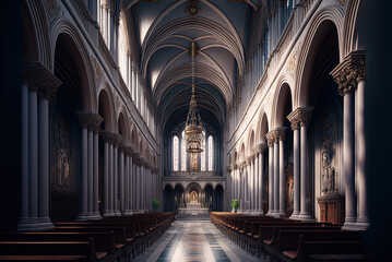 Fototapeta premium Cathedral interior. Generative AI