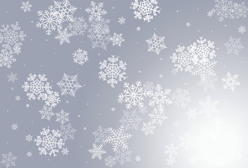 Gray Snowfall Vector Gray Background. Winter