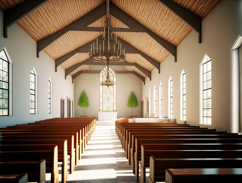 Church interior. Generative AI