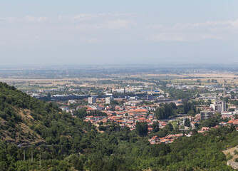 Fototapeta na wymiar Asenovgrad is a town in central southern Bulgaria. Panorama, view of the city from the Rhodope Mountains.