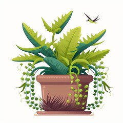 Mobile game asset potted plant illustrated in vector style by Generative AI