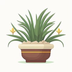 Mobile game asset potted plant illustrated in vector style by Generative AI