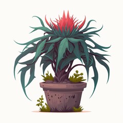 Fototapeta na wymiar Mobile game asset potted plant illustrated in vector style by Generative AI