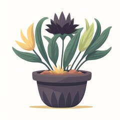 Mobile game asset potted plant illustrated in vector style by Generative AI