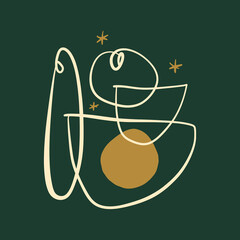 Line shapes modern abstraction boho artisan vector illustration fine art contemporary print