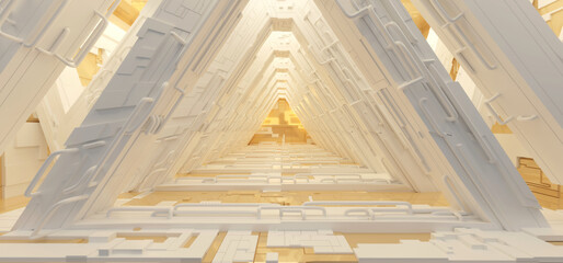 Obraz premium Futuristic sci-fi corridor room. Modern Future background style, interior concept. 3d rendering