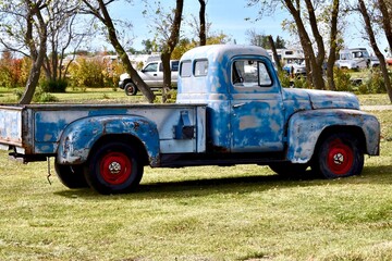 old blue farm truck