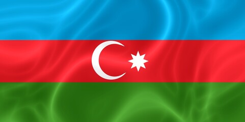 Shiny and wavy flag of Azerbaijan