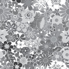 pattern flower black and white mix seamless repeat vector illustration