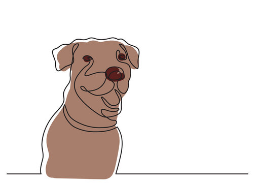 continuous line drawing happy dog portrait isolated pet animal - PNG image with transparent background