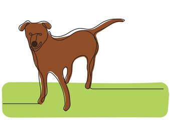 continuous line drawing standing dog isolated pet animal - PNG image with transparent background