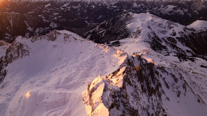 sunrise in the snow dolomites