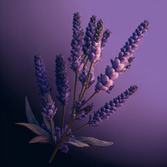 Lavender on a lilac background. Generative AI.