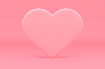 3d heart wall cute pink romantic decor element love festive holiday celebration realistic vector