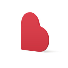 Red heart slim 3d icon love holiday element amour dating application badge realistic vector