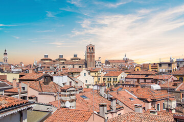 Fototapeta premium Beautiful view of the Venetian lagoon and Venice, Italy