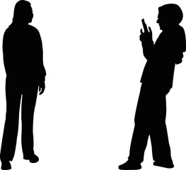 two girls , taking selfie, silhouette vector