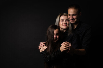 family on a black background