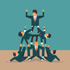 The business leader stands at the top of the pyramid formed by his colleagues. Embodies the qualities necessary to succeed and impose oneself.