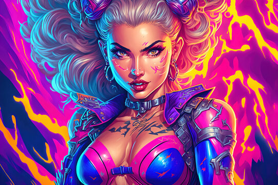 Badass Girl with brigh colors Independent, fierce and strong !