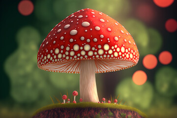 Fly agaric mushrooms in the forest - obrazy, fototapety, plakaty