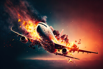 Commercial airliner disaster, crash.  Generative AI - obrazy, fototapety, plakaty