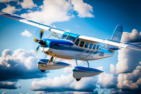 Seaplane in flight. Generative AI