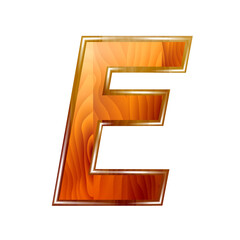 Alphabet wooden, letter E isolated