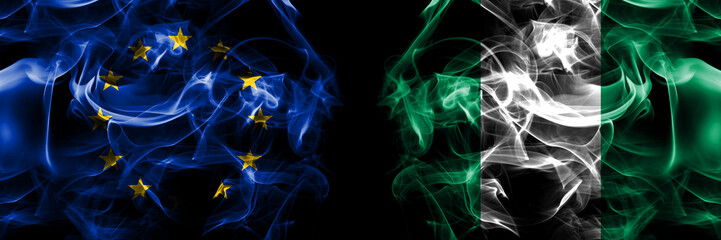Flags of EU, European Union vs Nigeria, Nigerian