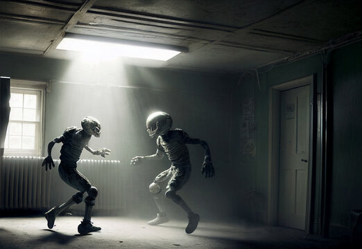 Reptile like alien or robot fighting, science fiction of extraterrestrial life, future AI technology, conspiracy of paranormal civilization, generative AI 