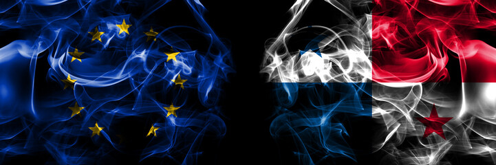 Flags of EU, European Union vs Panama
