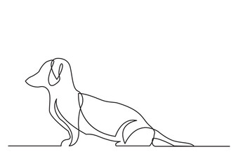 continuous line drawing dachshund dog - PNG image with transparent background