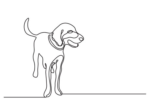continuous line drawing dog standing - PNG image with transparent background