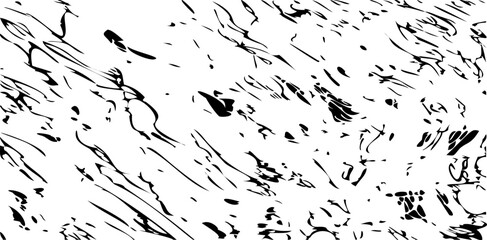 Monochrome texture composed of irregular graphic elements. Distressed uneven grunge background. Abstract vector illustration. Overlay for interesting effect and depth. Isolated on white background.