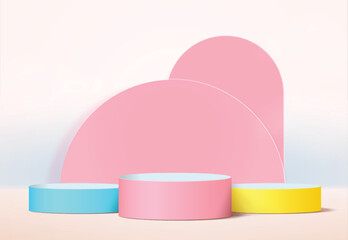 Abstract 3d podium with colorful background product presentation mock up