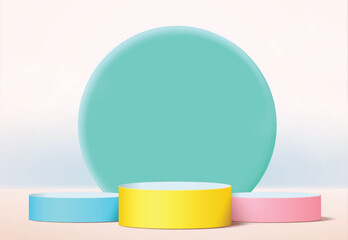 Abstract 3d podium with colorful background product presentation mock up