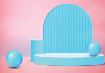 3d podium with colorful background product presentation mock up