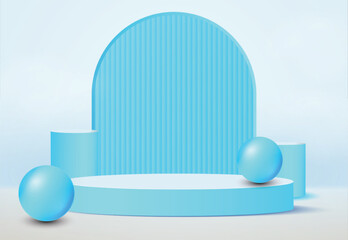 3d podium with colorful background product presentation mock up