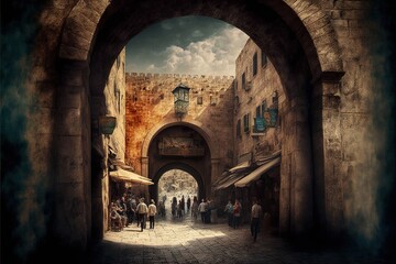 jerusalem ol city color illustration