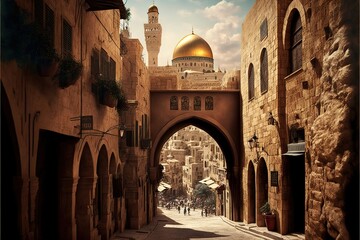 Obraz premium jerusalem ol city color illustration